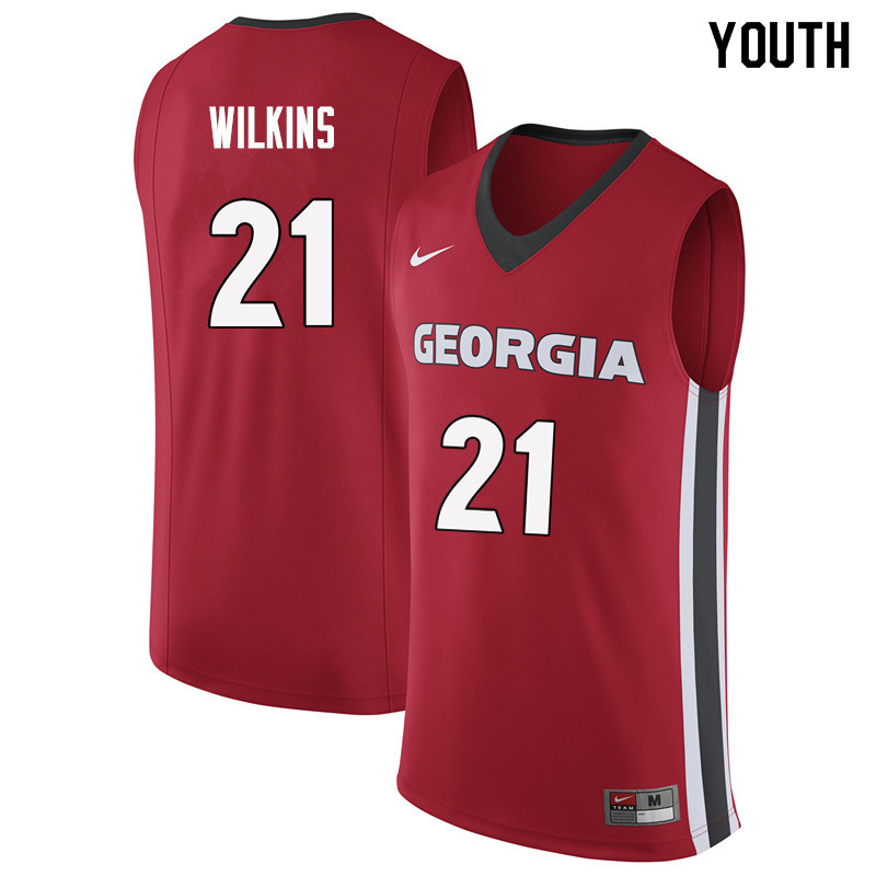 Youth #21 Dominique Wilkins Georgia Bulldogs College Basketball Jerseys Sale-Red - Click Image to Close